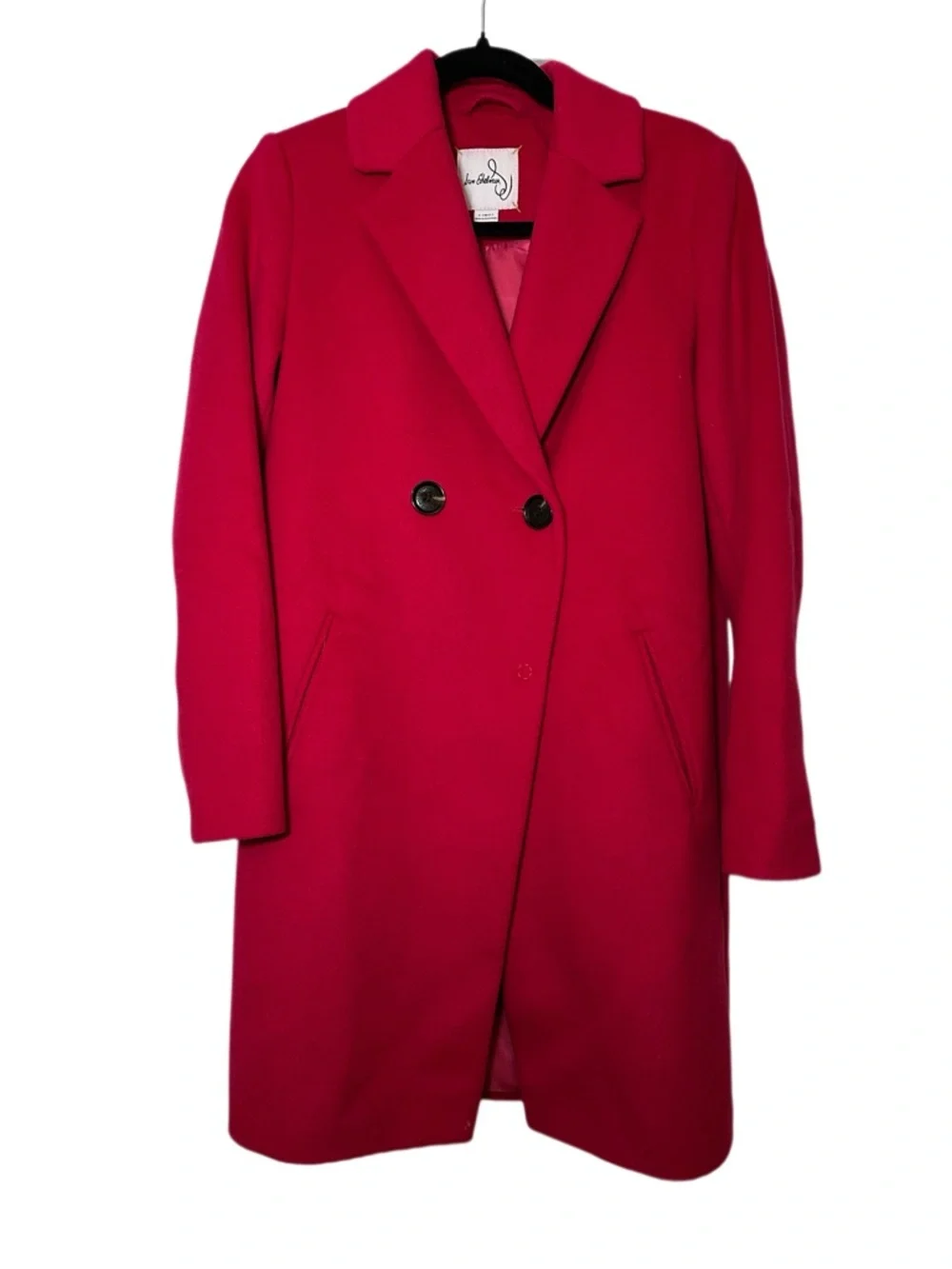 Sam Edelman Women’s Red-Pink Double-Breasted Wool Coat - Picture 2 of 4
